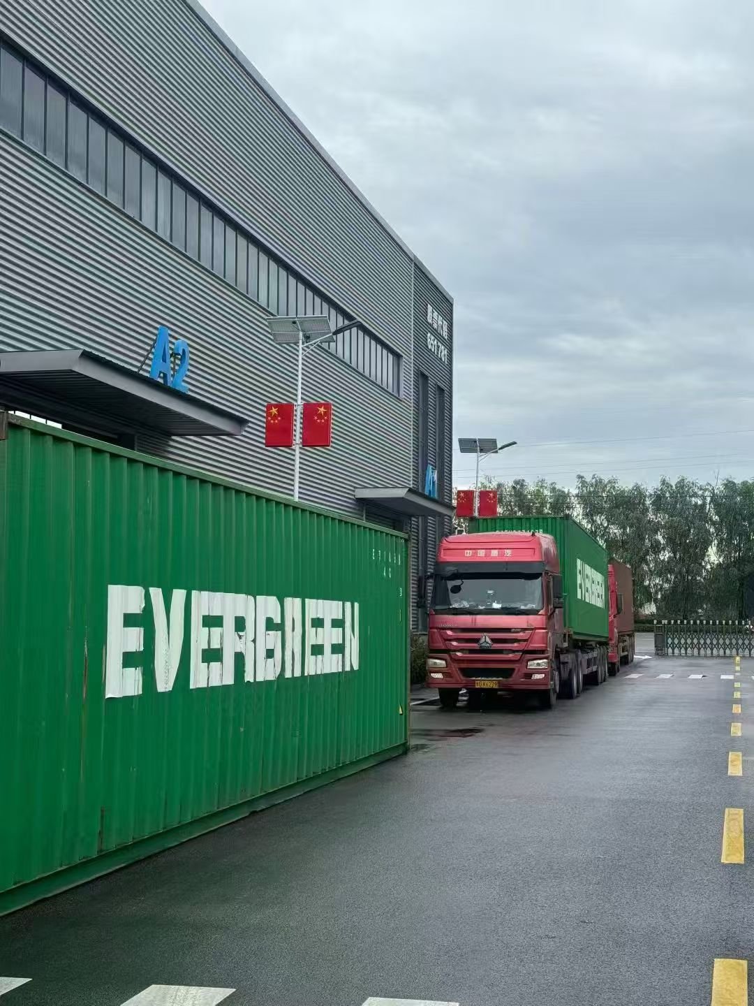 Export container at the factory